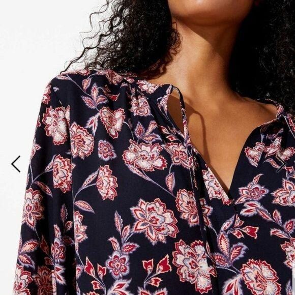 NWT LOFT Floral Ruffled Bottom Peasant Top Small - Picture 3 of 12